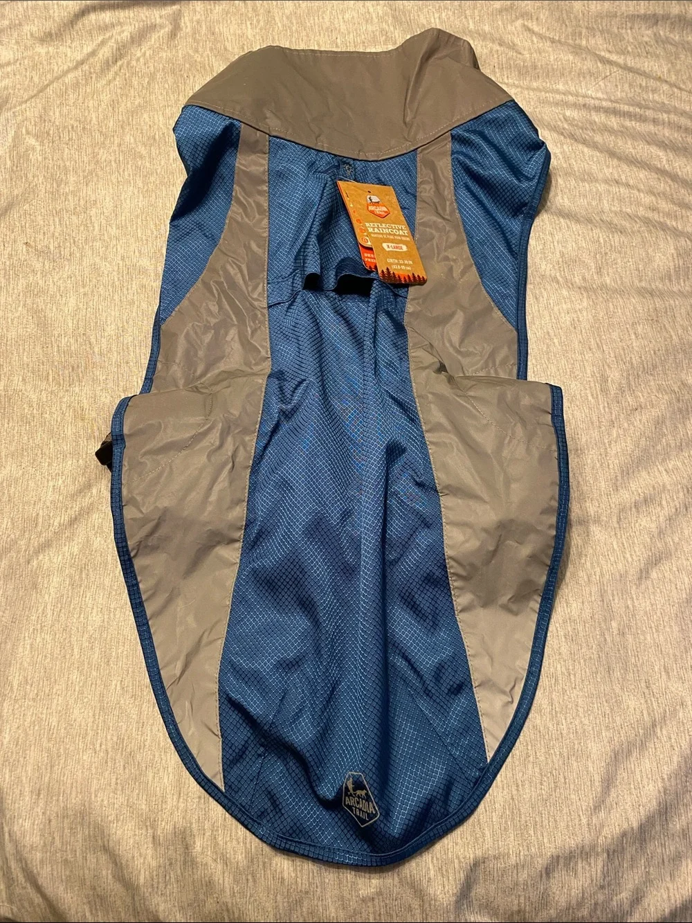 Arcadia Trail™ Reflective Dog Raincoat Sz XL Blue & Gray NWT